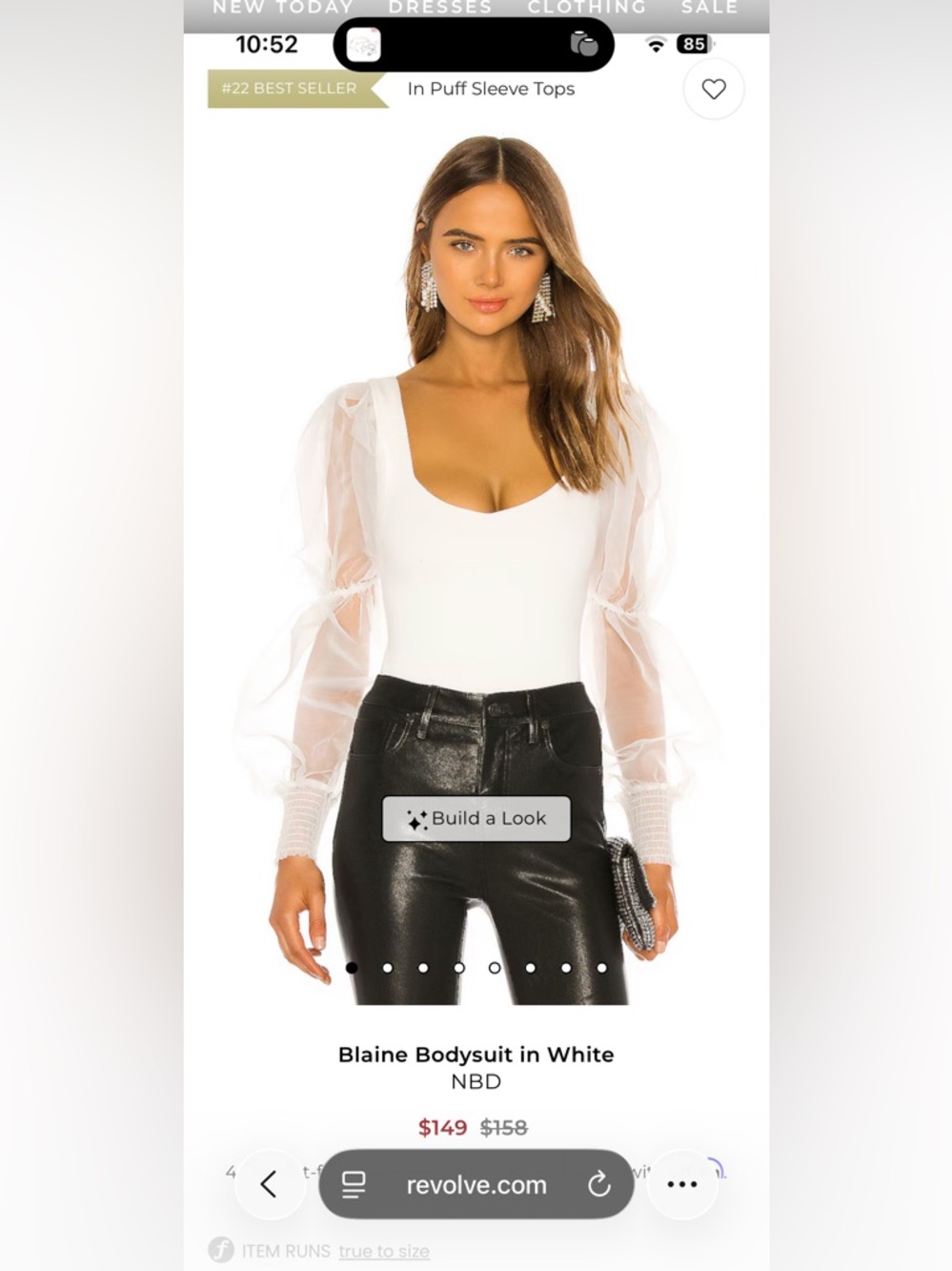 NBD Sheer Organza Sleeve Bodysuit NWT size medium, sold on Revolve